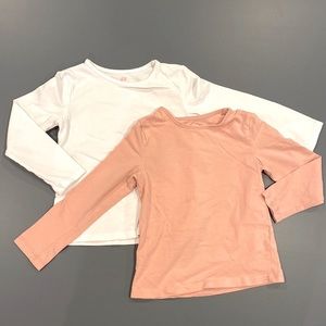 Blush and white long sleeve cotton shirts with cute detail at neck